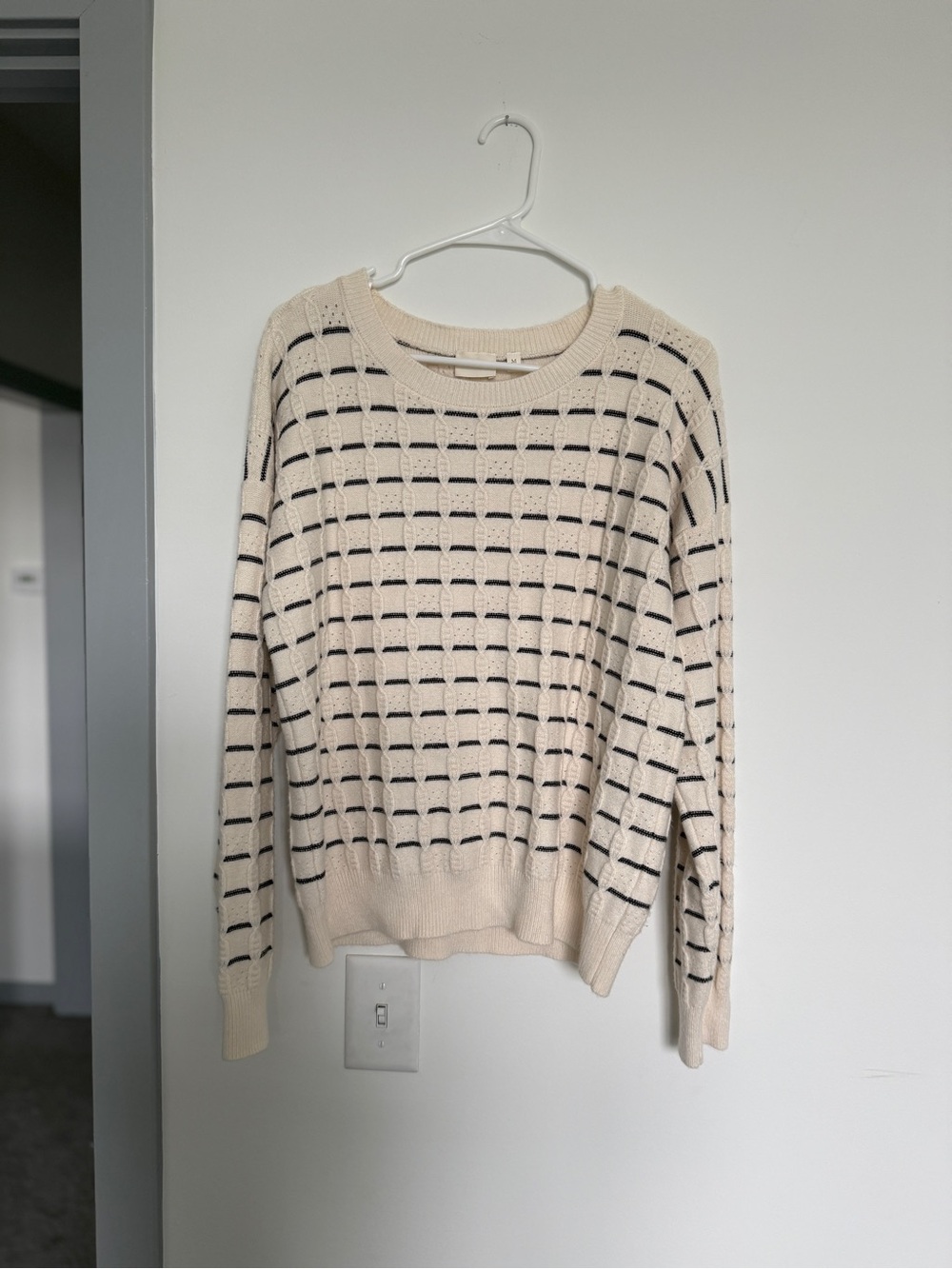 Cyrus Cream Sweater with Black Stripes